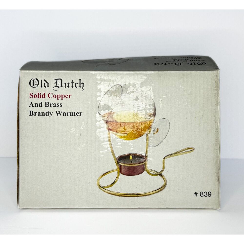 Old Dutch Solid Copper and Brass Brandy Warmer Snifter Glass